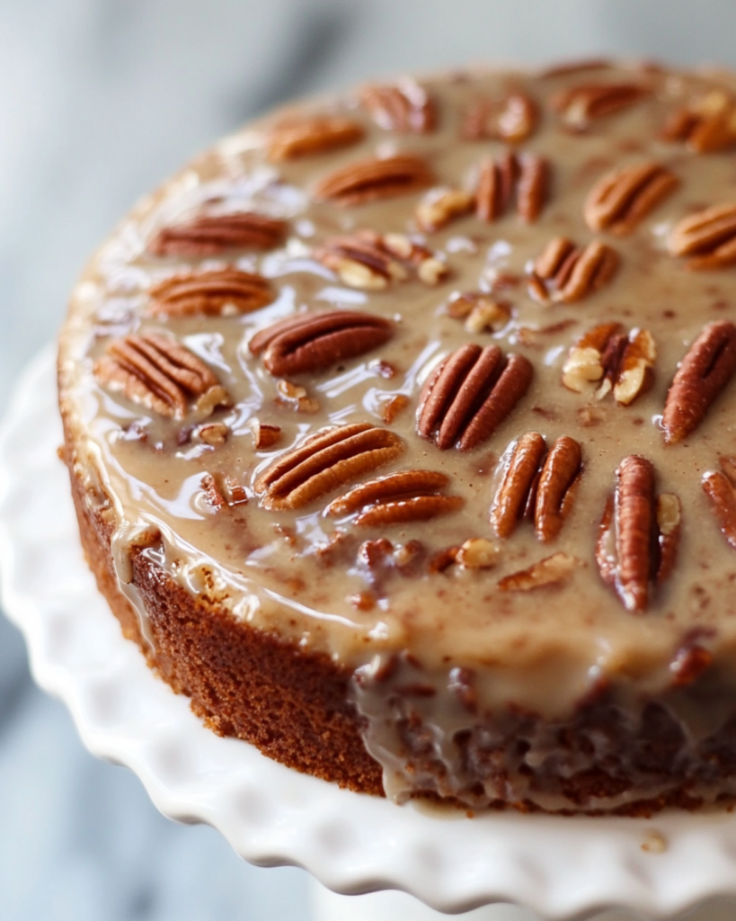 Brown Butter Pecan Cake with Praline Glaze